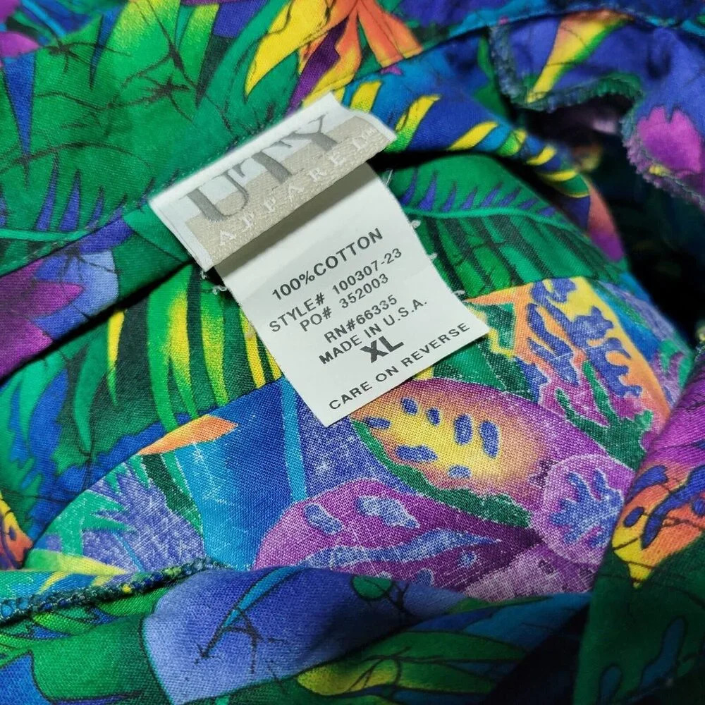 UTY Apparel Hawaiian Shirt XL Men's Made in USA 100% Cotton Short Sleeve - Picture 4 of 4